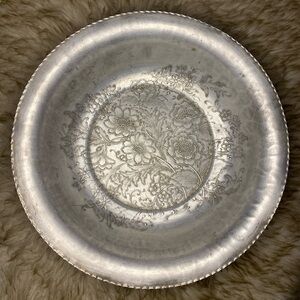 Vintage 1940s Hand Wrought Aluminum Floral Bowl, Wilson Specialties Maker
